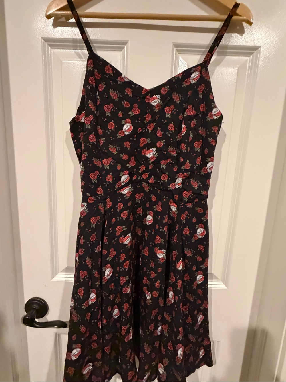 Junk Food Clothing Grateful Dead "Steal Your Face" Skull Rose Mini Dress XL NWT